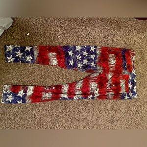 4th of July Lularoe American flag leggings size L
